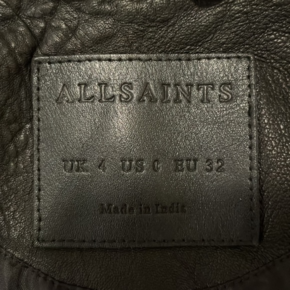EUC All Saints Belvedere black leather moto style jacket - Picture 14 of 15
